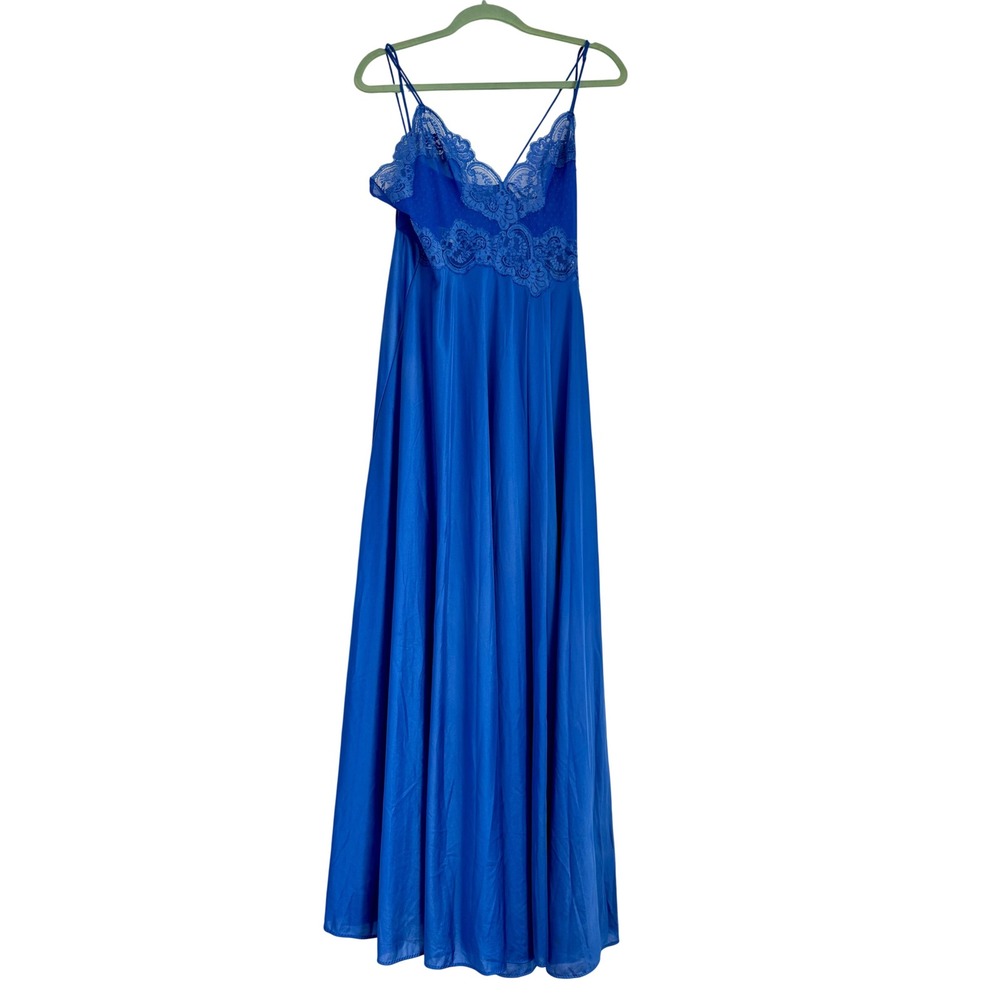 Lily of France Rosa Puleo-Szule Women L Blue Lace Maxi Slip Dress Vintage